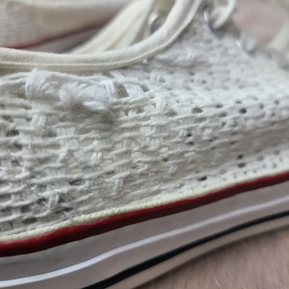 Converse All Star Women's Crochet Lace White Low Sneaker Shoes Size 9.5